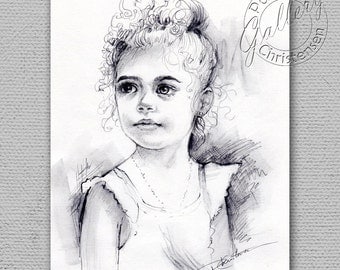 Graphite Pencil Drawing - Custom Portrait - from your photos - Sketch by Patricia Lee Christensen