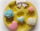Tiny Flower Mold Daisy Rose Heart Bow Silicone Flexible Clay Resin Mould