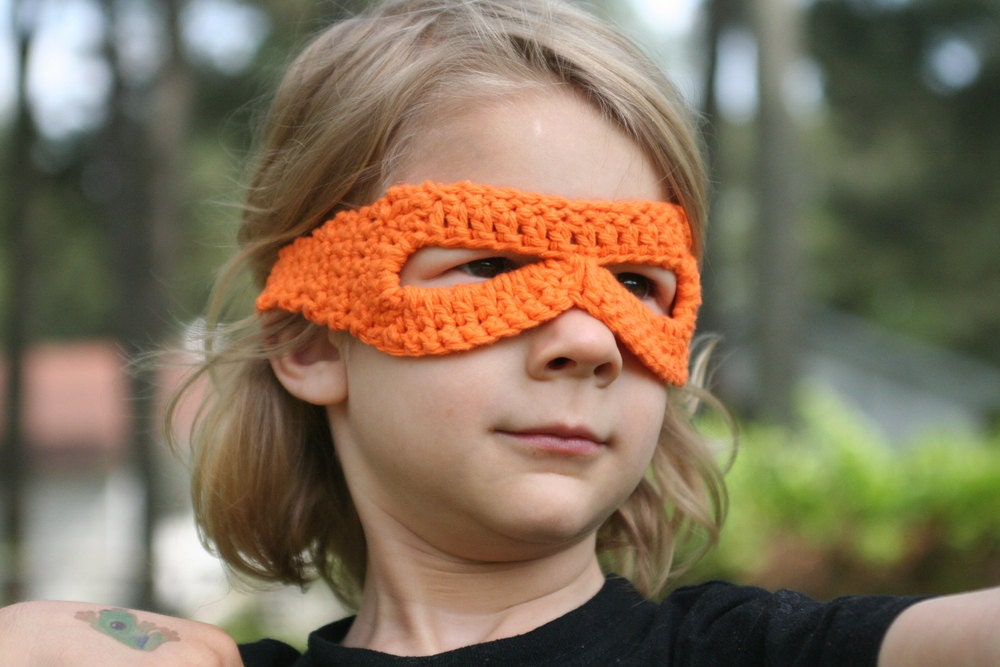 orange crocheted superhero mask by yourmomdesigns (rts) cotton yarn