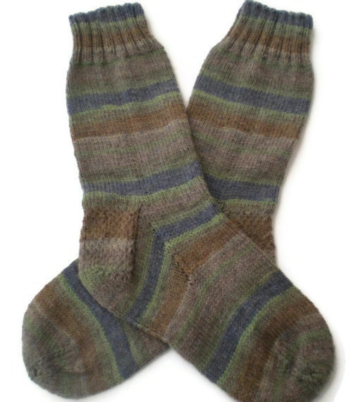 Socks -  Hand Knit Men's Non-Wool Striped Socks