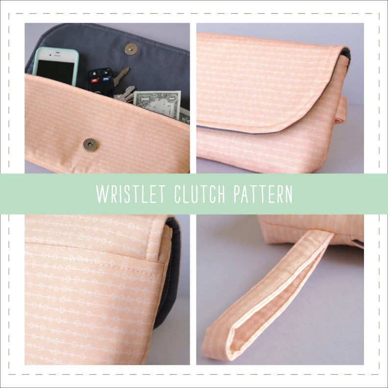 Women's wristlet clutch sewing pattern digital download