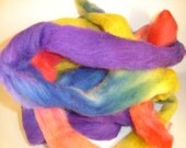 Spinning, Fiber,Roving, local Shetland  Kettle Dyed in Neon 3oz  pink, yellow, blue,