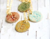 Custom Bridesmaids Initial Letter Charm - Patina Necklace - Monogram Personalized Handmade Jewellery