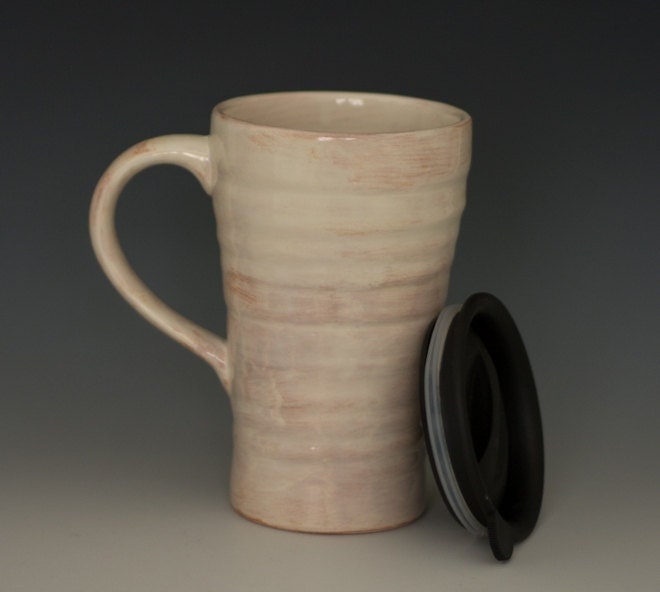 Ceramic travel mug with lid - White Birch