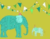 Happy Party Elephants: 8x10 Artist Print