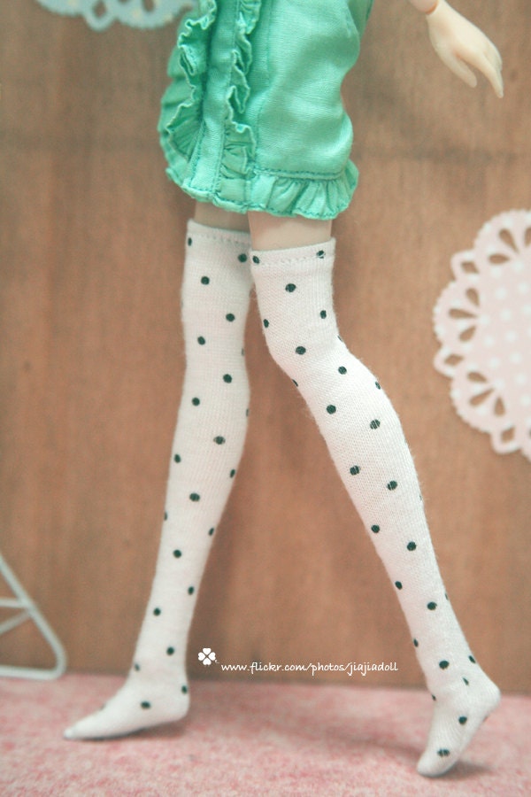 jiajiadoll black white dots stocking leg warmers fit momoko or blythe