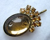 Vintage art deco amber rhinestone bobby pin