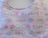 Baby Bib, cat flannel , Kitty cat flannel baby bib and purple gingham