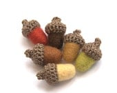 10 felted Acorns Woodland Weddings favor decor golden brown olive yellow orange autumn handmade rustic wool fall garland