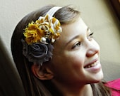Mustard Yellow and Grey Stretchy Headband