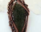 RESERVED for Lusiani : Wire Wrapped Moldavite and Copper Pendant Necklace, Handmade Jewelry in time for Mother's Day