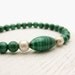 Emerald Green Malachite Bracelet with Sterling Silver / woodland forest green / fresh green trees inspired / vintage African malachite