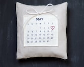 Custom Ring Bearer Pillow - Hand Embroidered Calendar