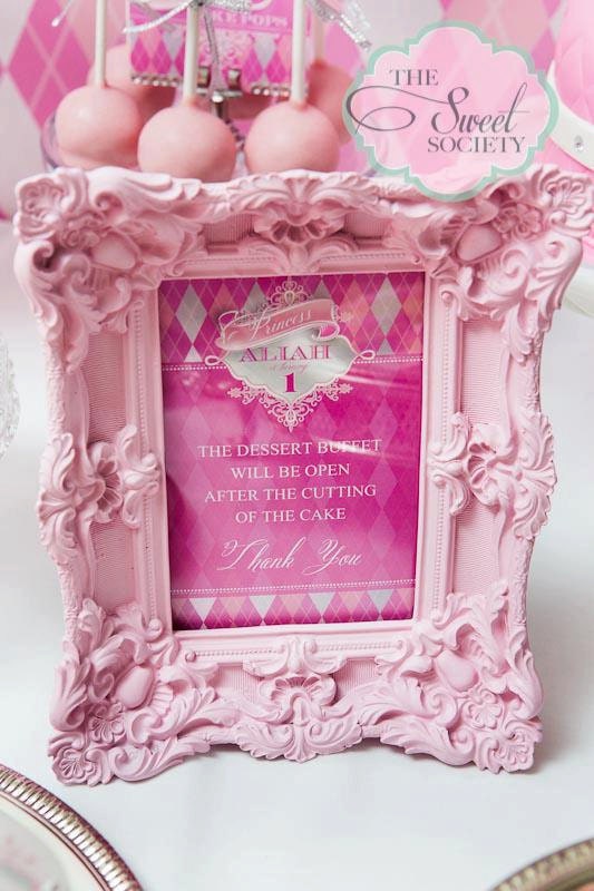 PINK ARGYLE PRINCESS Printable Party Welcome / Dessert Table Sign Il_570xn