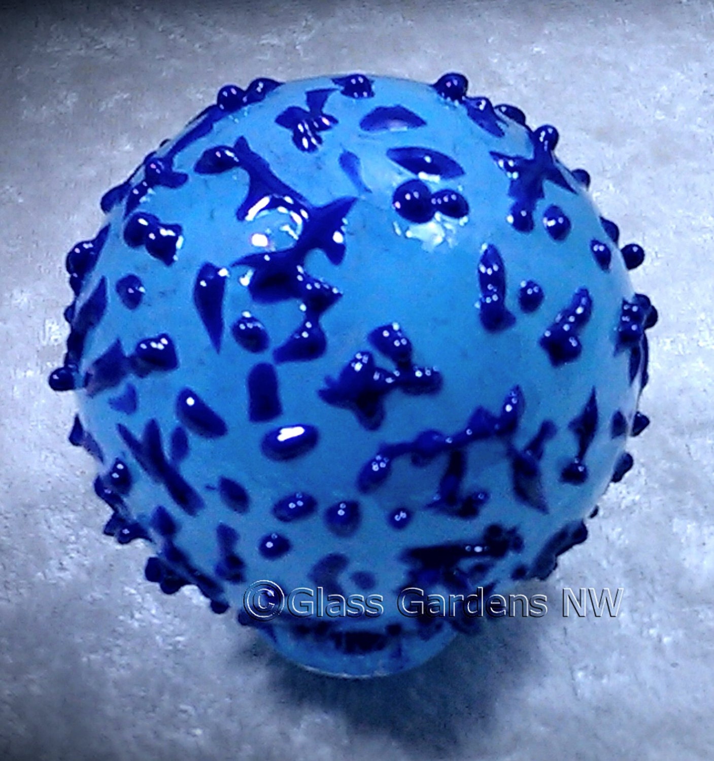 Bee Preservers - Glass Garden Art - Small teal float with lapis accents