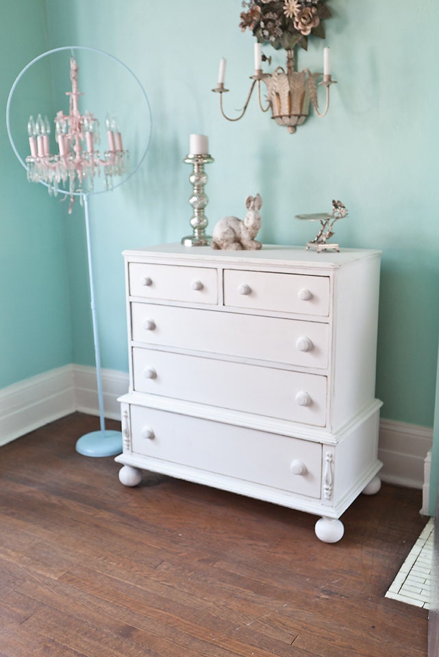 antique dresser white shabby chic distressed Emily Post Estate cottage prairie