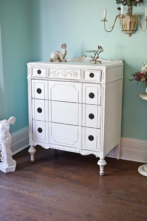 antique dresser shabby chic white distressed cottage vintage prairie GORGEOUS