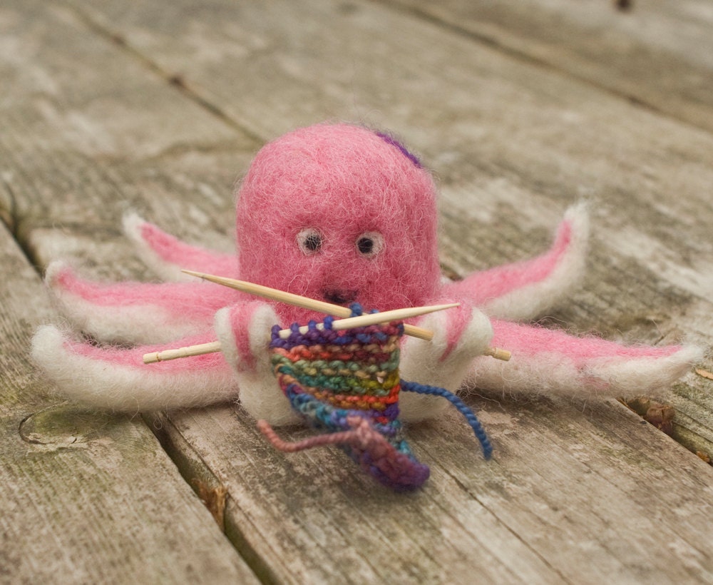 Needle Felted Octopus - Knitting