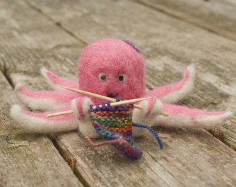 Needle Felted Octopus - Knitting