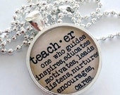 SUMMER SALE - DEDICATED Teacher Necklace, Birthday Gift, Teacher Appreciation, Thank You, Graduation