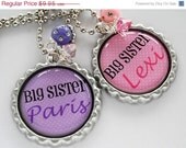 SUMMER SALE - Personalized Name BIG Sister Charm Necklace Baby Shower, Birthday Gift, New Baby Gift, Children Jewelry