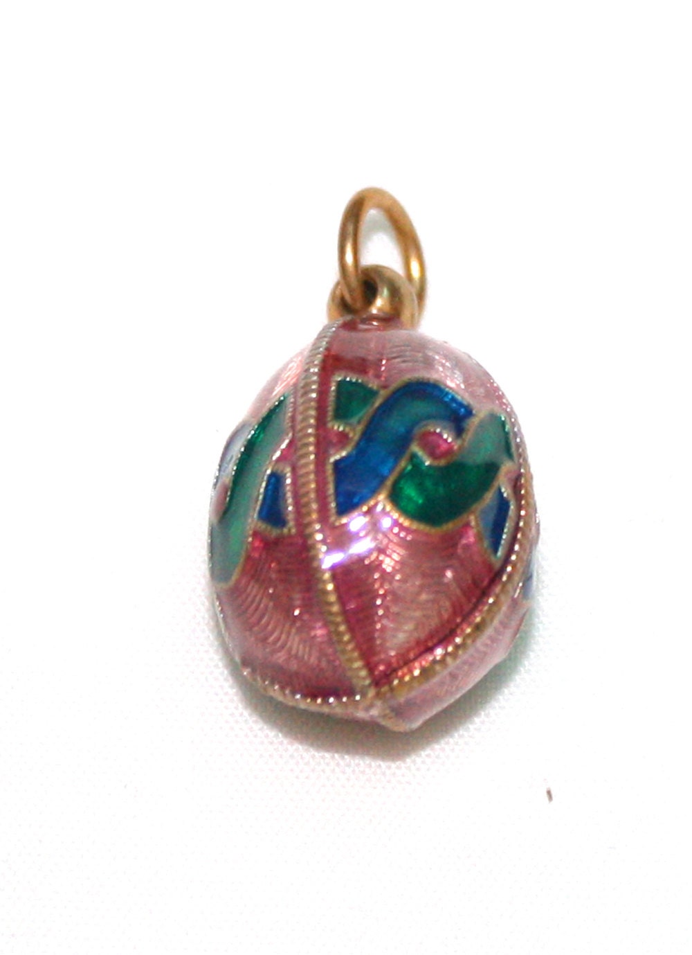 Rose and Turquoise Enamel Egg - Supplies Bead - Jewelry necklace - Jewelry bracelet