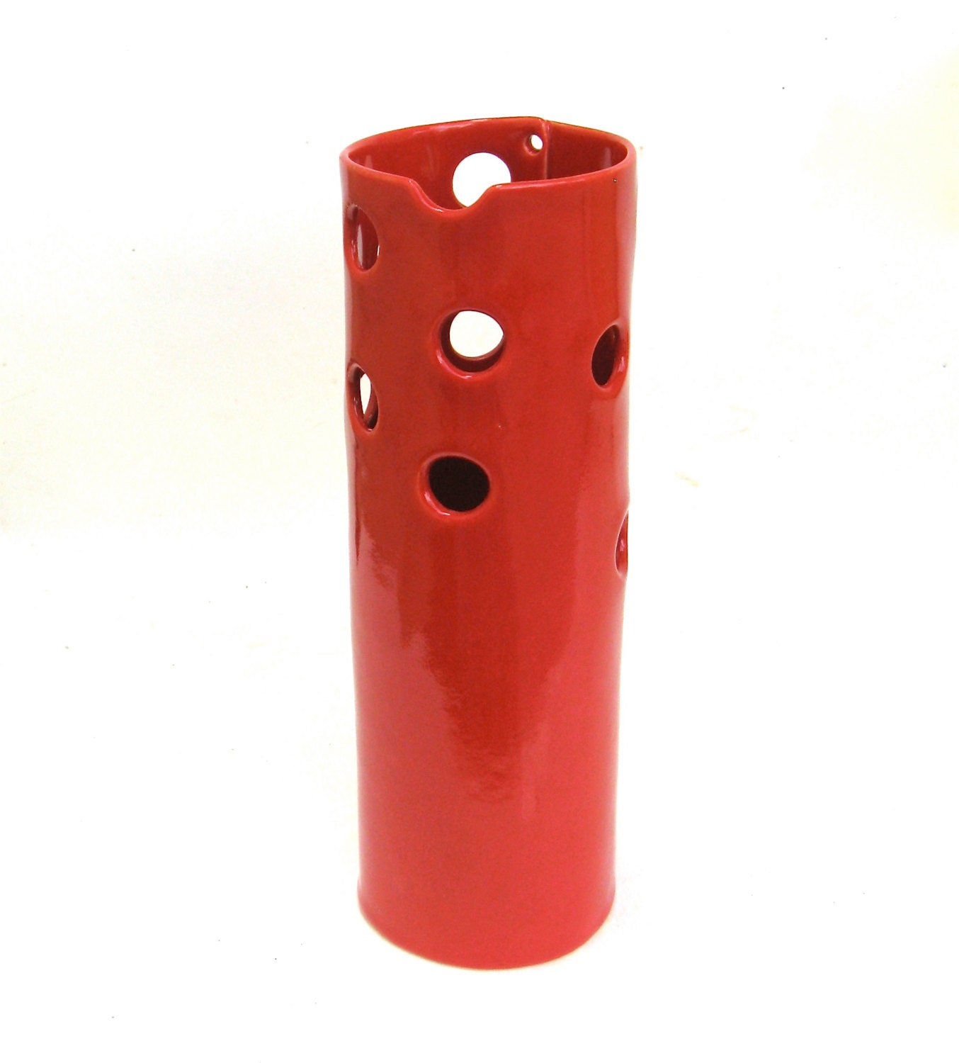 hand built porcelain vase ... vessel ... red