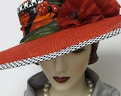 Widebrim Derby Hat with Poppies