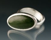 Ergo Ring - Jade Cabochon Sterling Silver Gemstone Ring