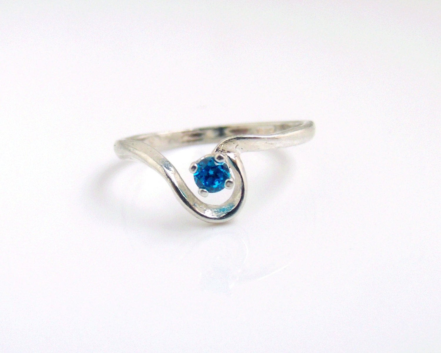 Swiss Blue Swirl Ring Sterling Silver December Birthstone Ready to ship size 7