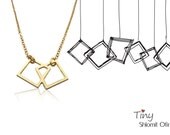 Tiny Squares Necklace, gold silver minimalist geometric pendant charm jewelry,  girls children kids jewelry, gift under 40