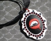 Vampire Pendant Necklace Goth Kawaii Ribbon