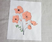 Bundle of Poppies Panel Hand Screen Printed (D)