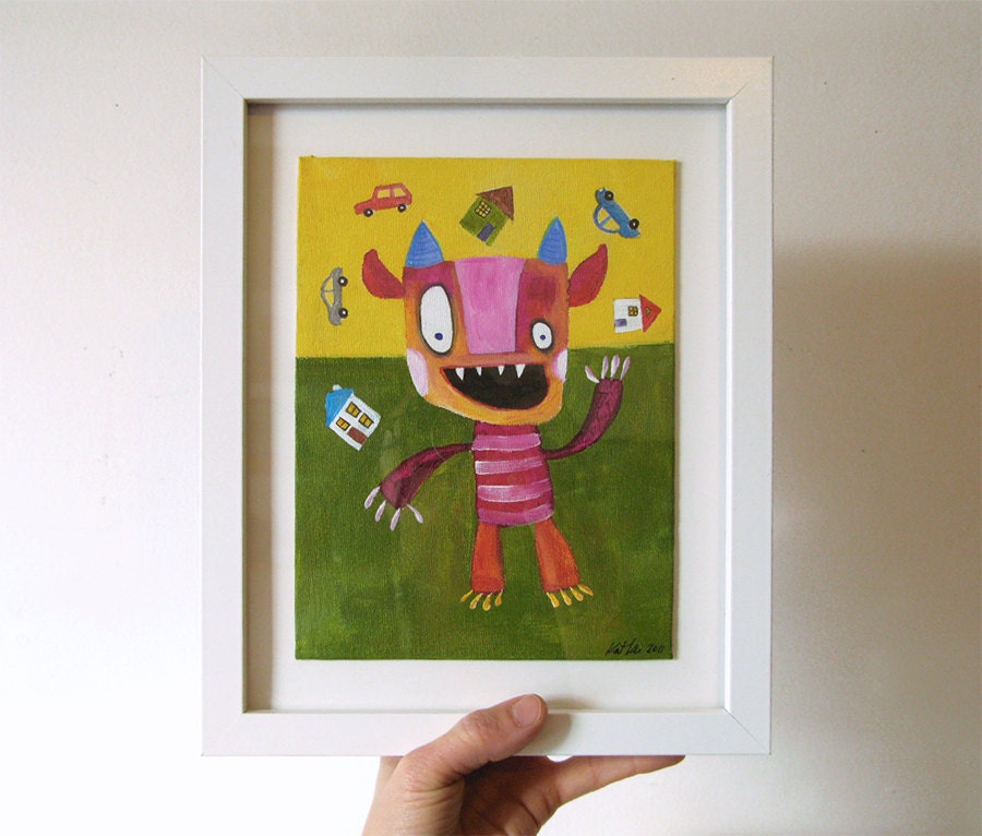 Original Painting Monster Acrylic, Max is Rehearsing