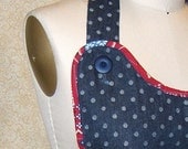 Canning Apron Denim with Dots Bandana Print trim Button closure at Neck and Waist Front Cell Phone pocket