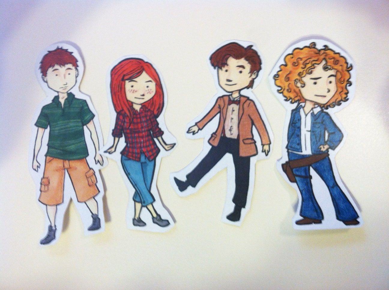Doctor Who Stickers - set of 4 - The Doctor 11 - Amy Pond - River Song - Rory
