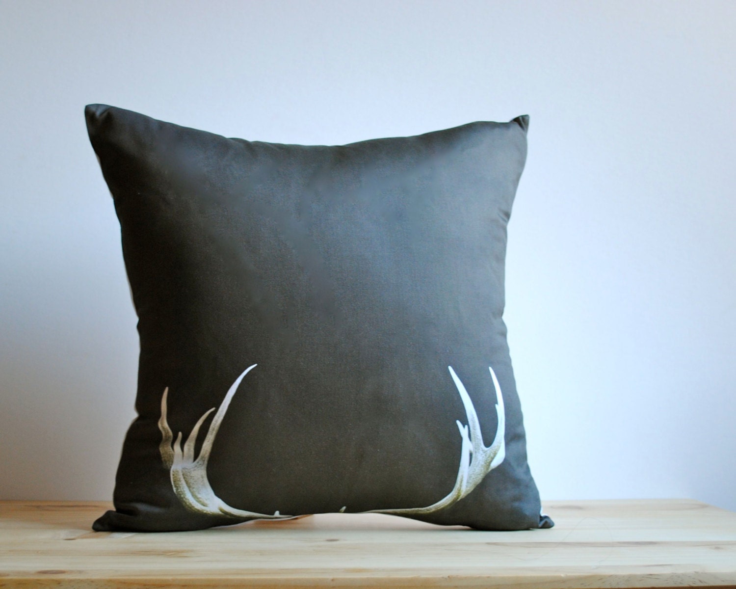 Deer Antler Organic PILLOW, Decorative Photo Throw Pillow Sham Cover - Brown Minimalist Rustic Home Decor for Men- Collab with Raceytay