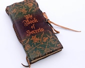 Tall Flower Ornament Leather Journal: brown, orange, green