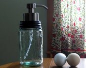 Heros Cross Mason Jar FOAMING SOAP dispenser, Historic Mason Jar, Blue- Green Mason Jar Soap Dispenser, Heros Cross, Iron Cross Masons Cross
