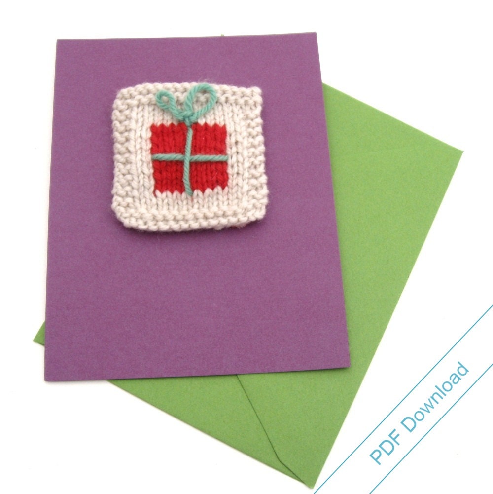 Knitted Holiday Cards Pattern PDF. Knit Your Own Cards. Heart, Gift, Tree, and Snowflake Designs