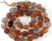 ON SALE Ethiopian FLUORITE small rough nuggets hammered nugget beads  amber & lilac colors  8mm - 10mm - half strand