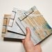 Trio of Silver Mini Sketchbooks - Recycled Materials - Painted Brown Paper Bag Covers - Stab Bound