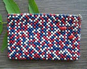 Vintage Handbag , 1940's Wood Bead Czech Small Clutch, Bright and Beautiful Retro Novelty Handbag