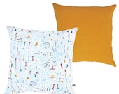 Tools - Screenprinted and embroidered cushion in Yellow