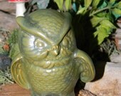 Green  Ceramic Owl - Vintage Style Great detail Ready to ship