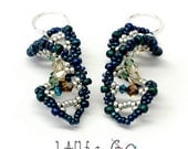 DNA Beaded Earrings in Blue Sterling Silver Ear Wires