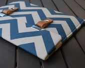 iPad Mini Case / iPad Mini Cover / Padded iPad Mini Case / iPad Mini Case with Leather Strap - Chevron Blue Natural