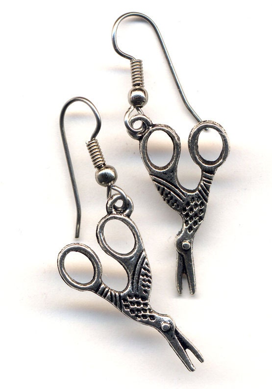 Scissor Earrings, Hairdresser Earrings, Scissors Earrings,  Surgical Steel Earrings, Handmade jewelry by AnnaArt72