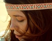 Hippie Headband Headpiece Hair Piece Bohemian Hipster Boho Hippie Jess Tribal Native Aztec Indie Inspired Ribbon Jacquard