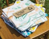 Happy Kitchen, Teal/Tangerine, Flour Sack Tea Towel, Screenprinted